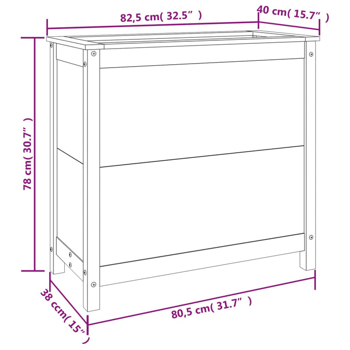 plantekasse 82,5x40x78 cm massivt fyrretræ