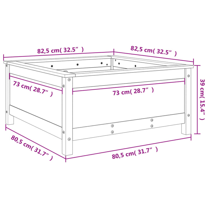 plantekasse 82,5x82,5x39 cm massivt fyrretræ hvid
