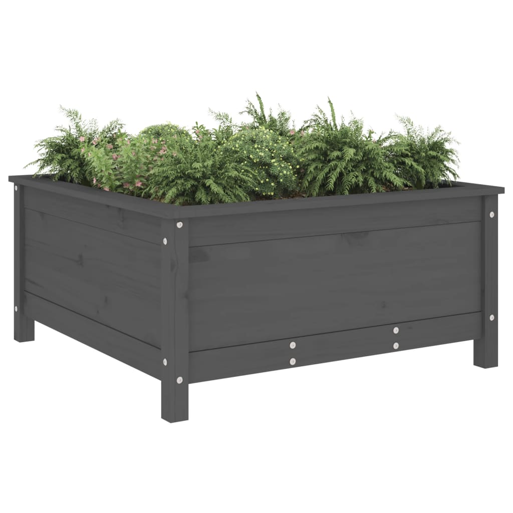 plantekasse 82,5x82,5x39 cm massivt fyrretræ grå