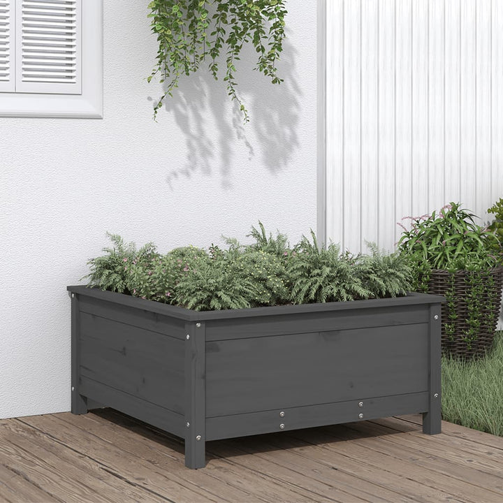 plantekasse 82,5x82,5x39 cm massivt fyrretræ grå