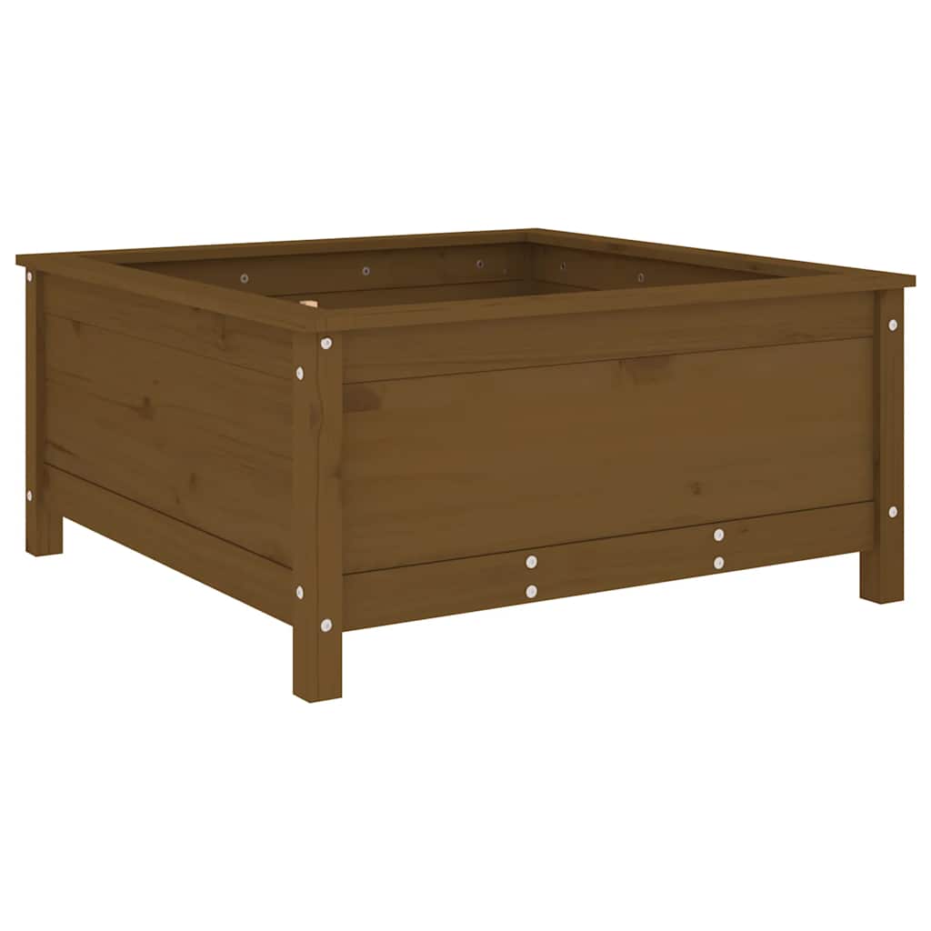 plantekasse 82,5x82,5x39 cm massivt fyrretræ gyldenbrun