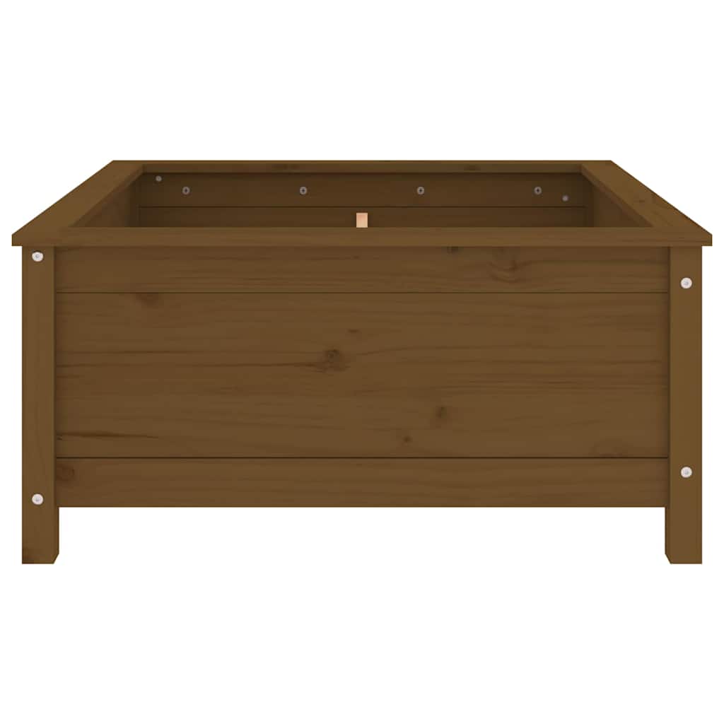 plantekasse 82,5x82,5x39 cm massivt fyrretræ gyldenbrun