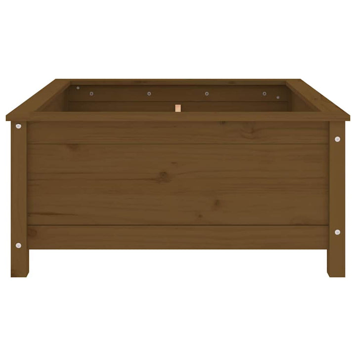 plantekasse 82,5x82,5x39 cm massivt fyrretræ gyldenbrun