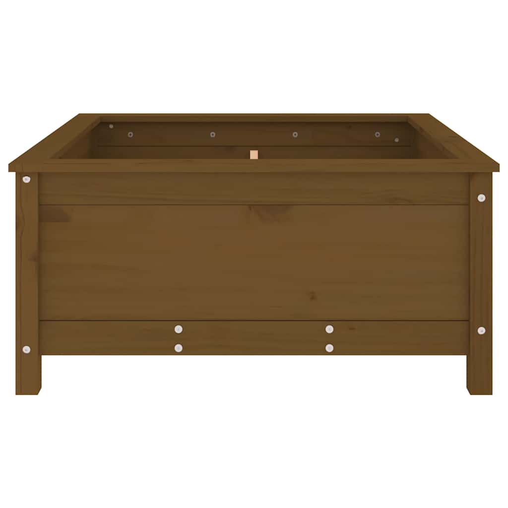 plantekasse 82,5x82,5x39 cm massivt fyrretræ gyldenbrun