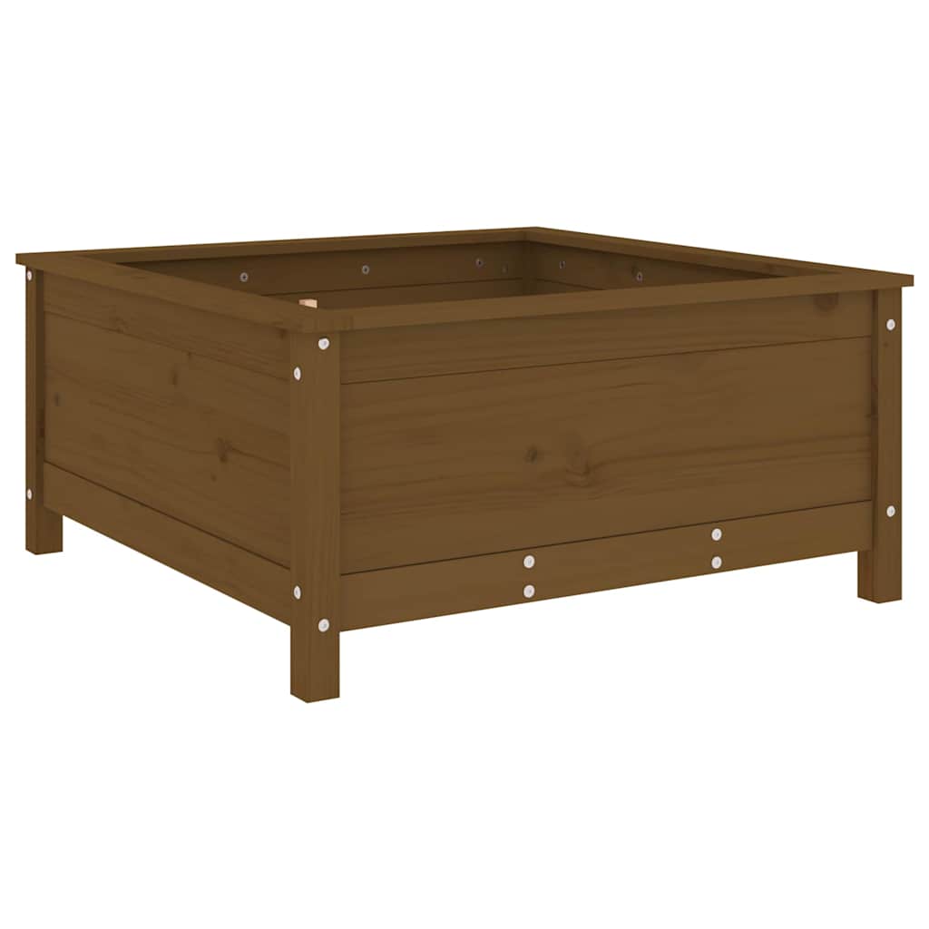 plantekasse 82,5x82,5x39 cm massivt fyrretræ gyldenbrun