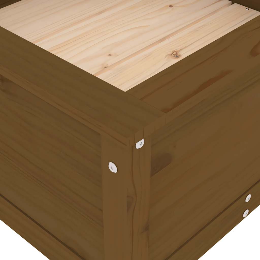 plantekasse 82,5x82,5x39 cm massivt fyrretræ gyldenbrun
