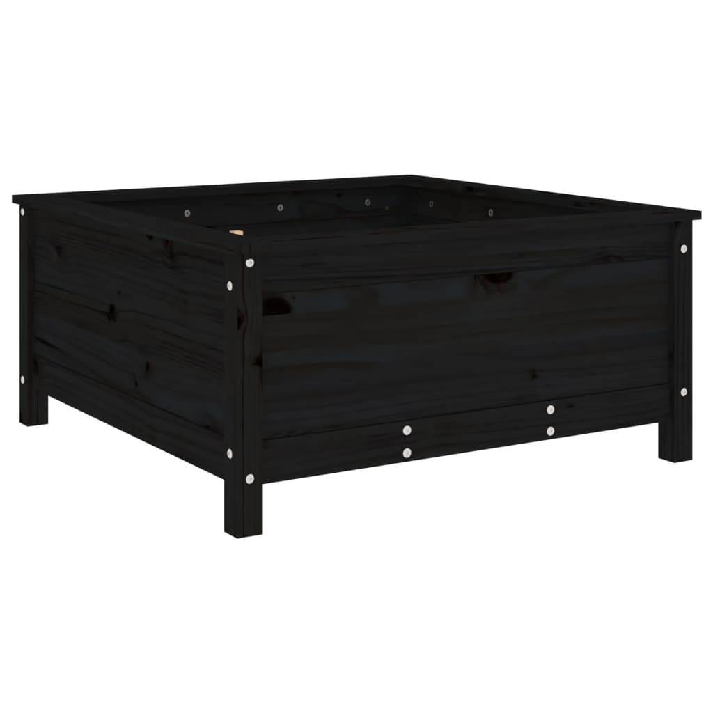 plantekasse 82,5x82,5x39 cm massivt fyrretræ sort