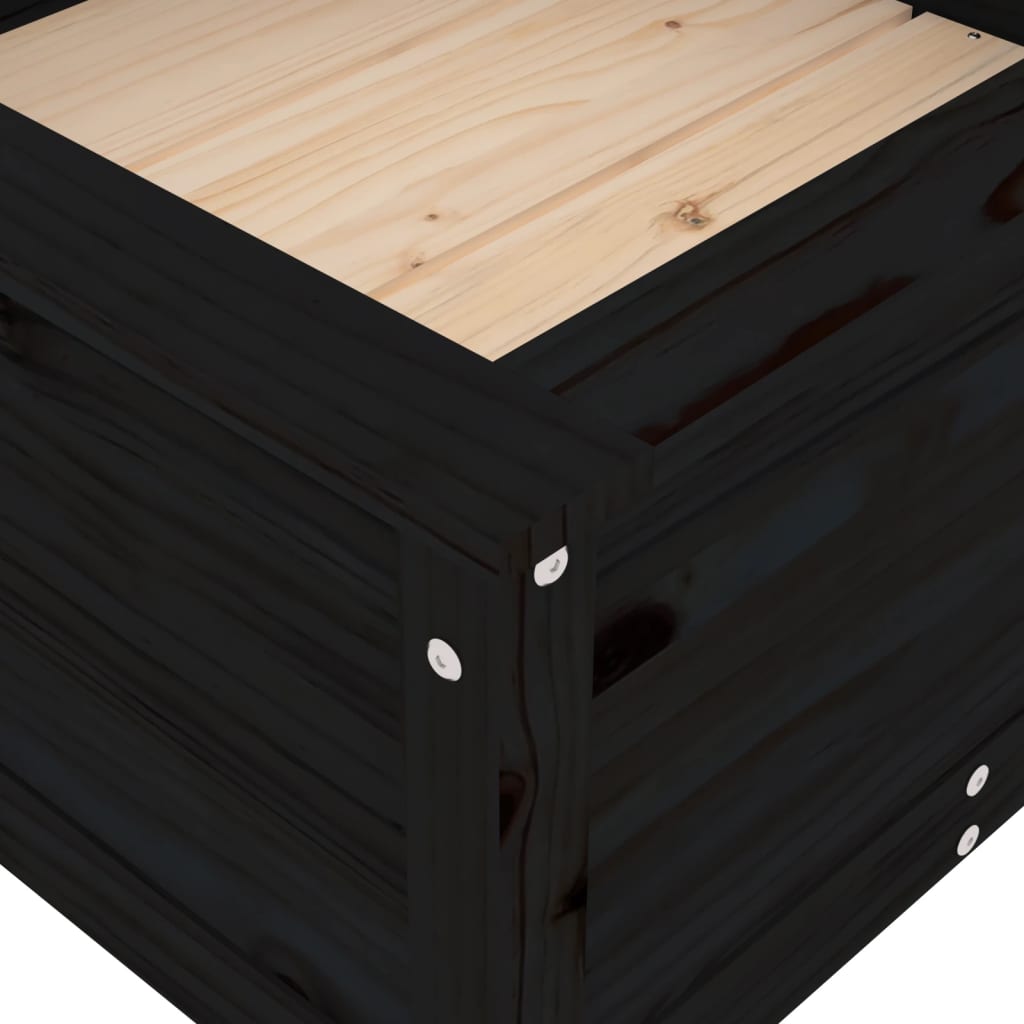 plantekasse 82,5x82,5x39 cm massivt fyrretræ sort
