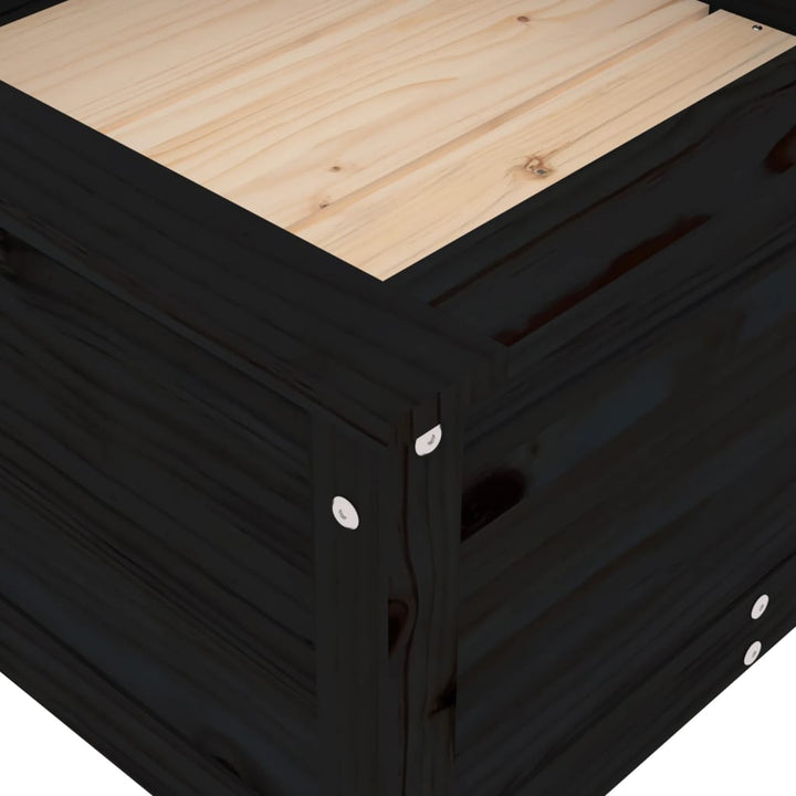 plantekasse 82,5x82,5x39 cm massivt fyrretræ sort