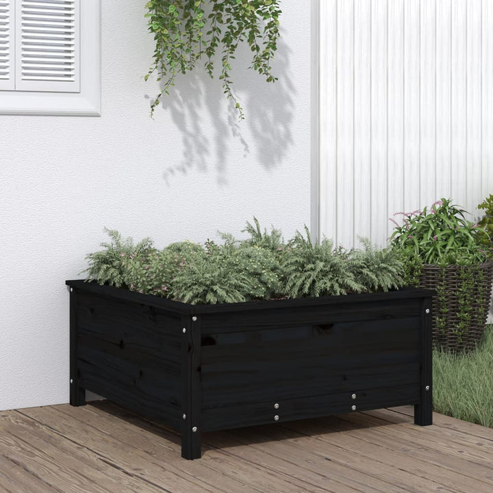 plantekasse 82,5x82,5x39 cm massivt fyrretræ sort