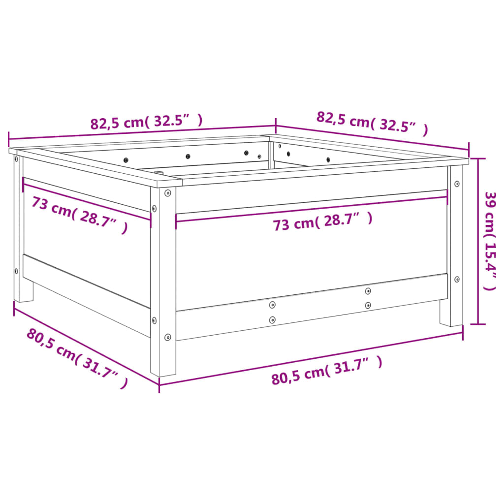plantekasse 82,5x82,5x39 cm massivt douglasgran