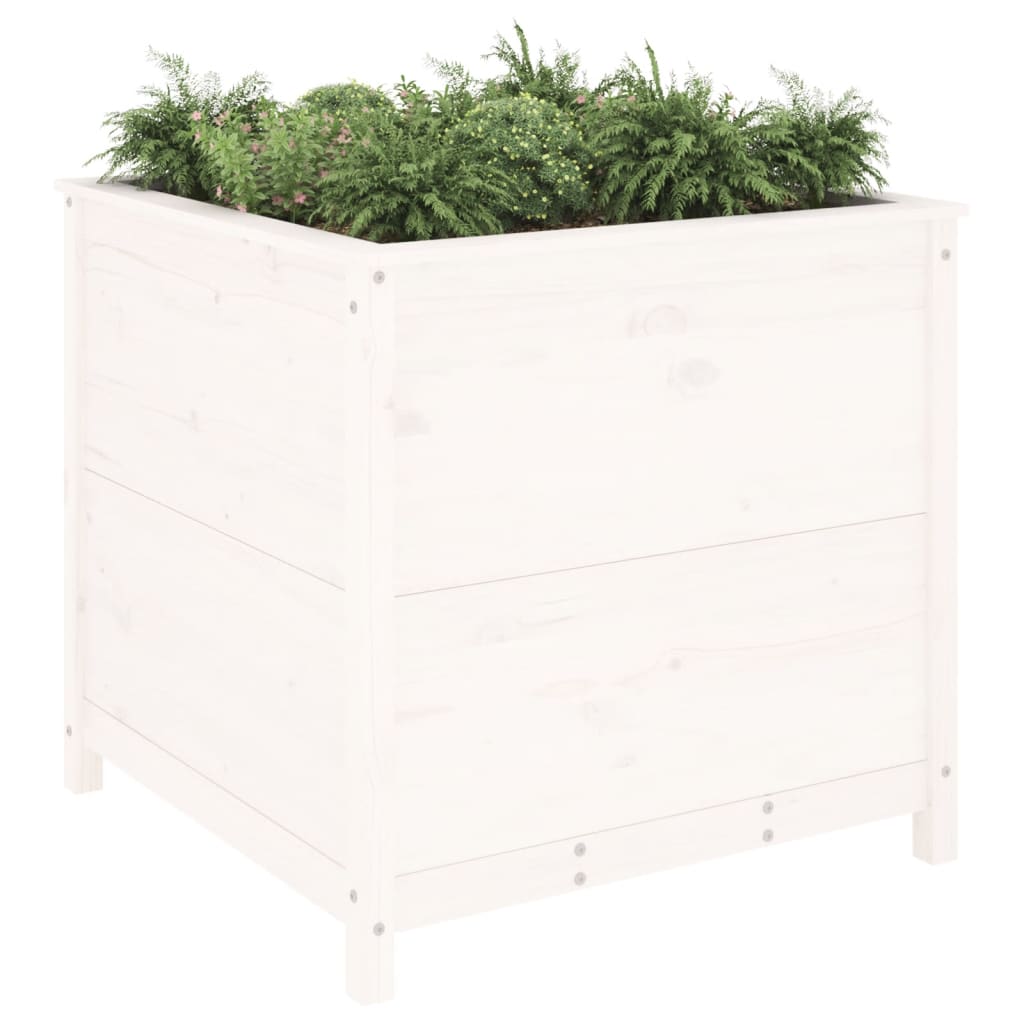 plantekasse 82,5x82,5x78 cm massivt fyrretræ hvid