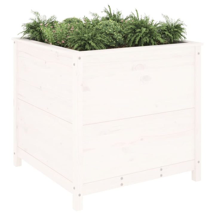 plantekasse 82,5x82,5x78 cm massivt fyrretræ hvid