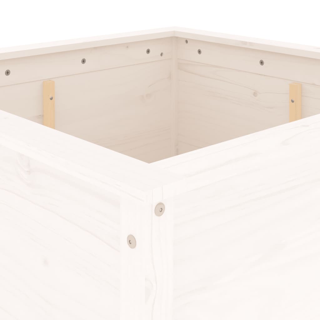plantekasse 82,5x82,5x78 cm massivt fyrretræ hvid