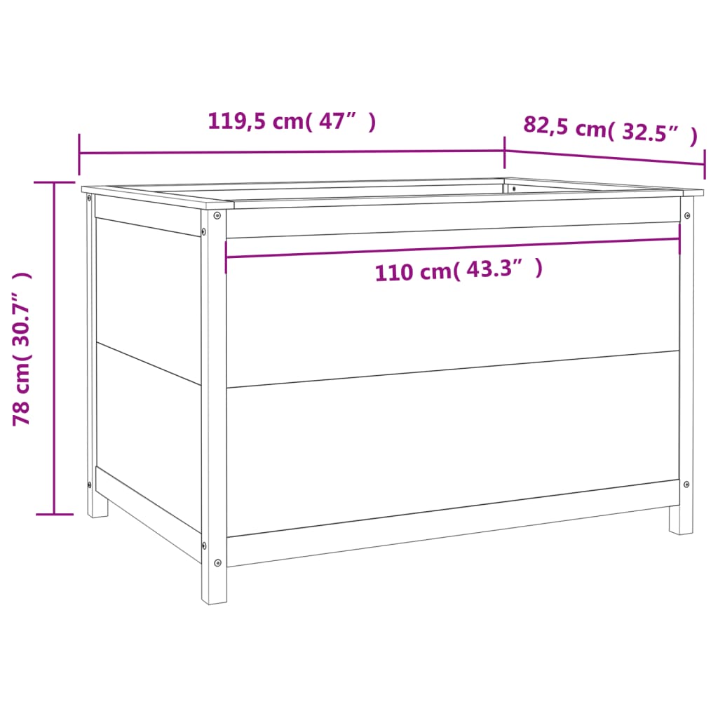 højbed 119,5x82,5x78 cm massivt fyrretræ hvid