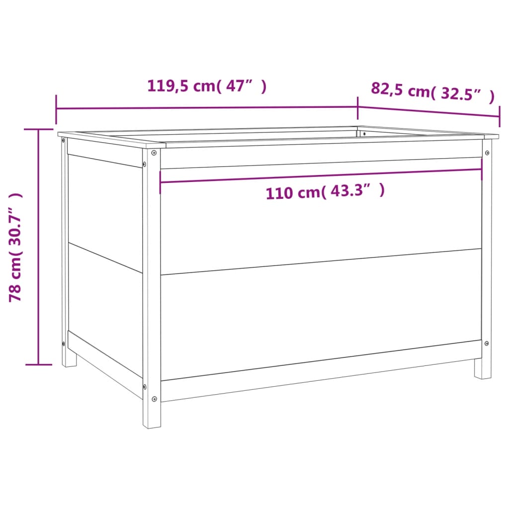 højbed 119,5x82,5x78 cm massivt fyrretræ gyldenbrun