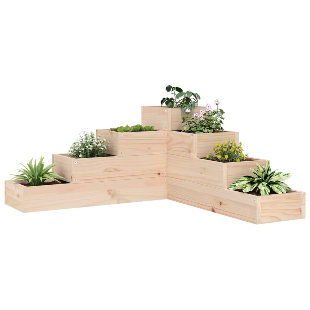 plantekasse 4 niveauer 80,5x79x36 cm massivt fyrretræ