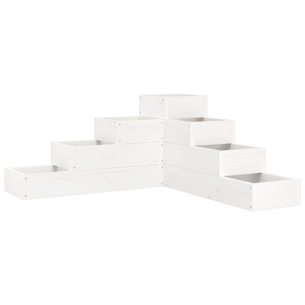 plantekasse 4 niveauer 80,5x79x36 cm massivt fyrretræ hvid