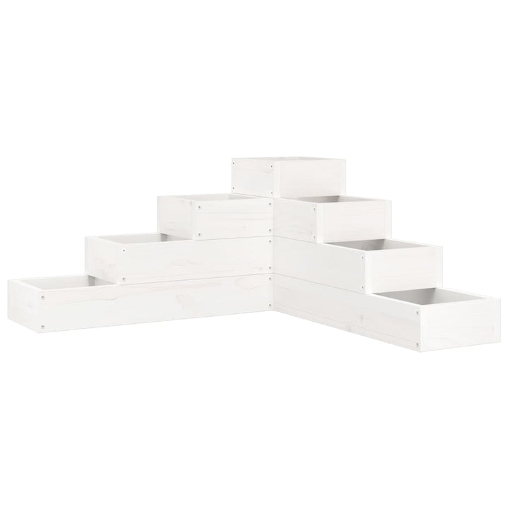 plantekasse 4 niveauer 80,5x79x36 cm massivt fyrretræ hvid