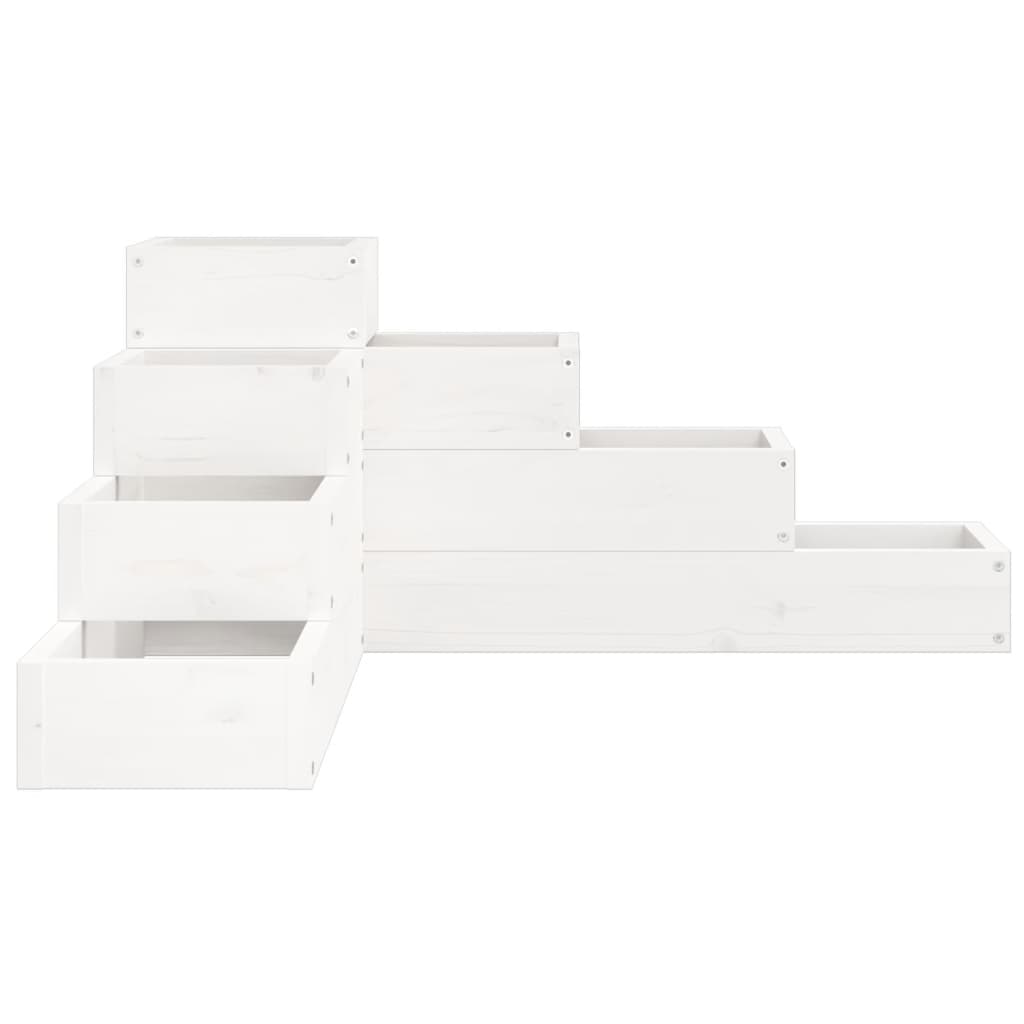 plantekasse 4 niveauer 80,5x79x36 cm massivt fyrretræ hvid