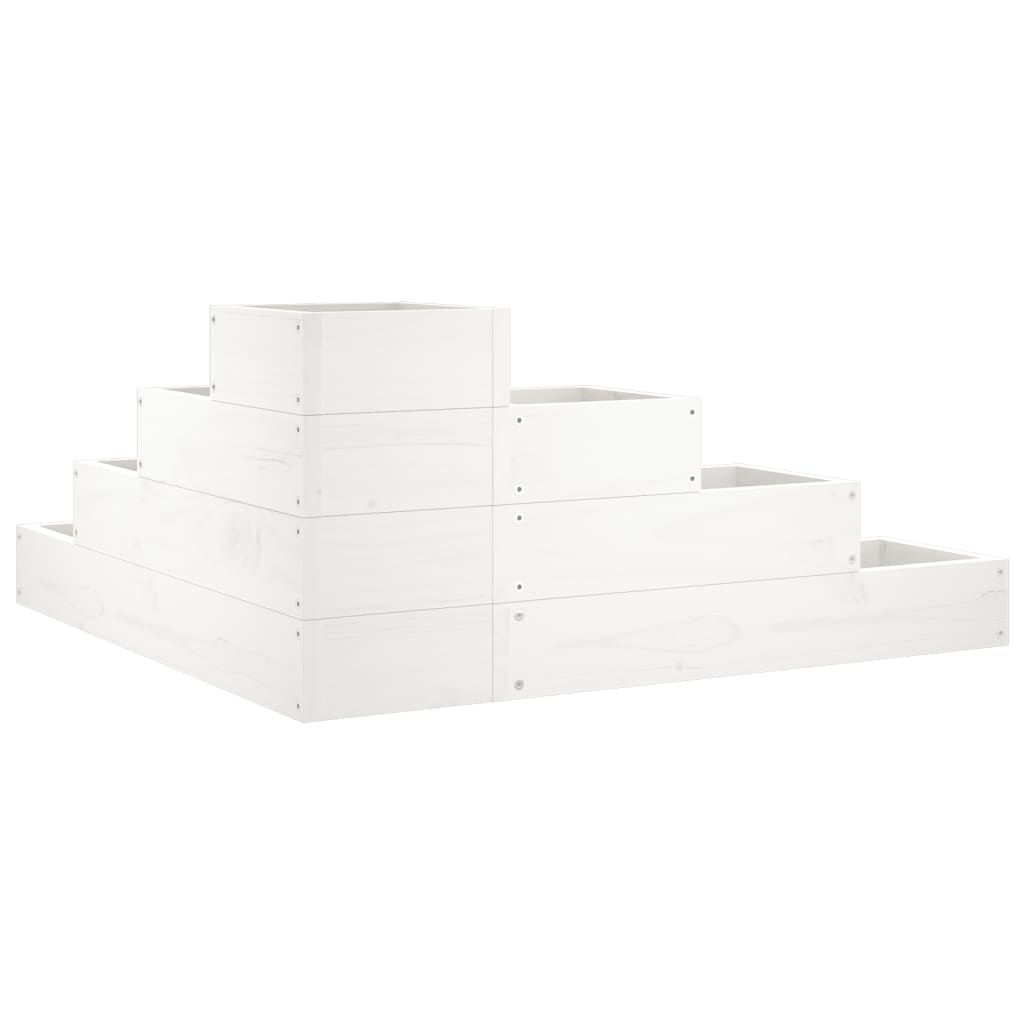 plantekasse 4 niveauer 80,5x79x36 cm massivt fyrretræ hvid