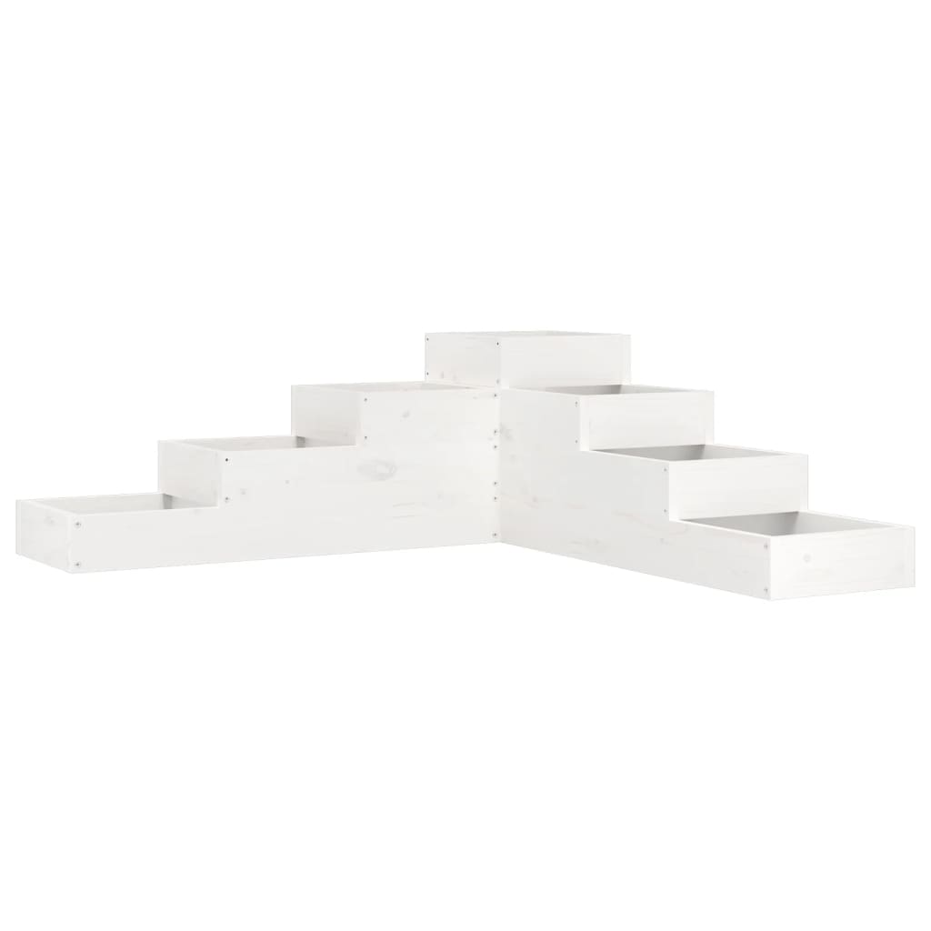 plantekasse 4 niveauer 106x104,5x36 cm massivt fyrretræ hvid