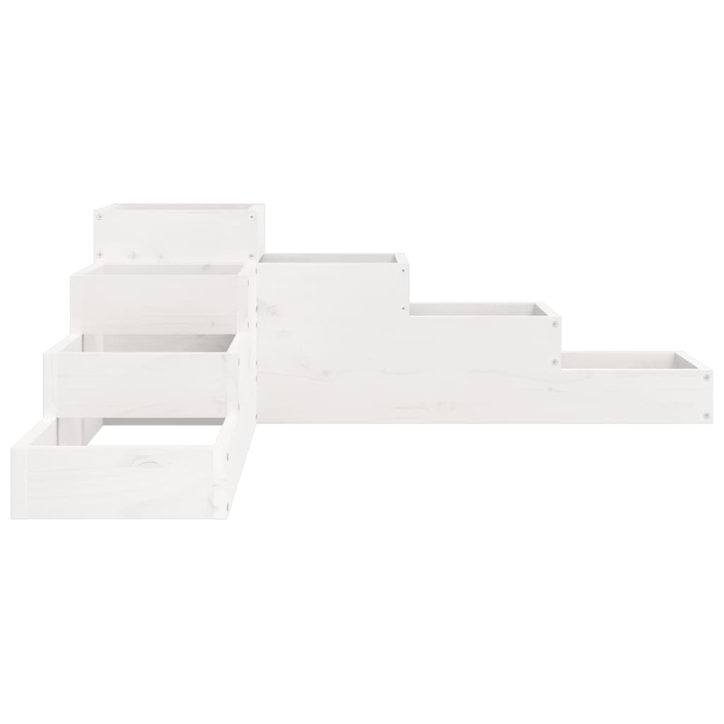 plantekasse 4 niveauer 106x104,5x36 cm massivt fyrretræ hvid