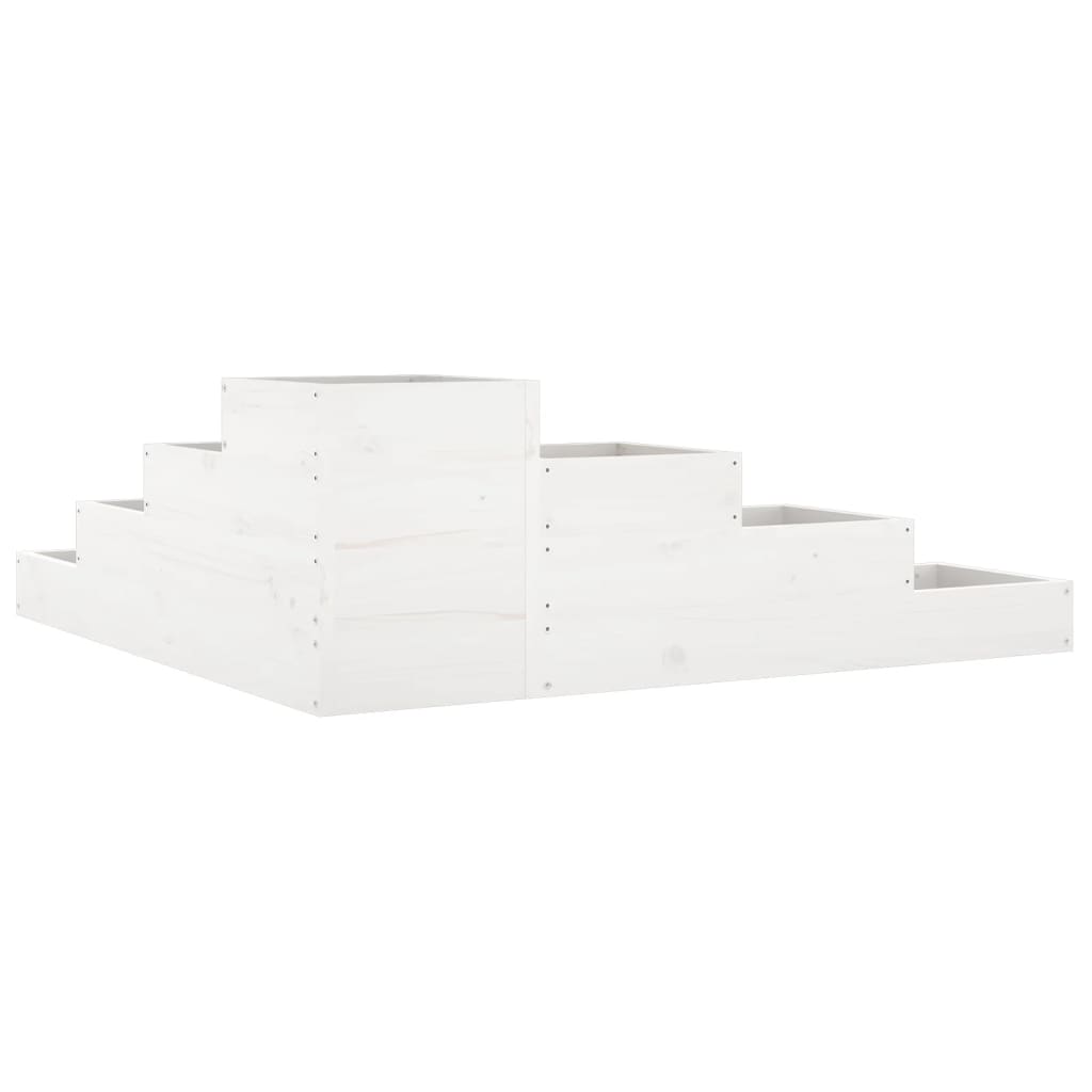 plantekasse 4 niveauer 106x104,5x36 cm massivt fyrretræ hvid