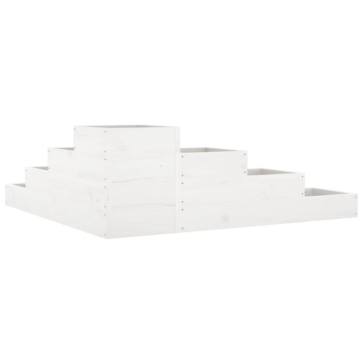 plantekasse 4 niveauer 106x104,5x36 cm massivt fyrretræ hvid