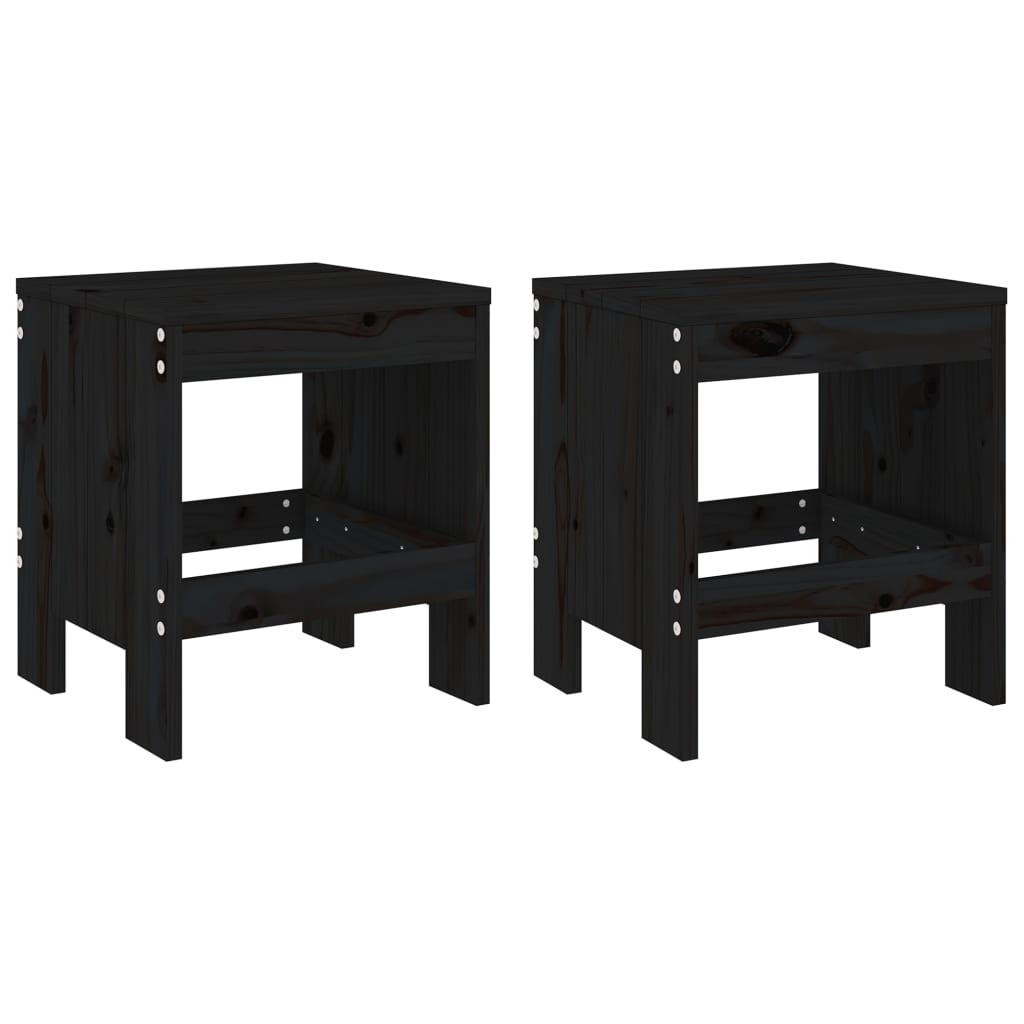 haveskamler 2 stk. 40x36x45 cm massivt fyrretræ sort