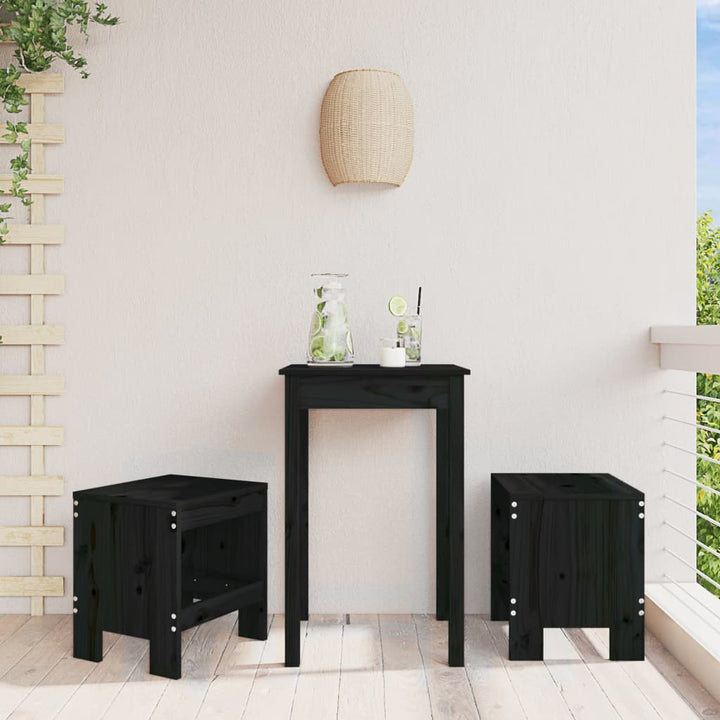 haveskamler 2 stk. 40x36x45 cm massivt fyrretræ sort