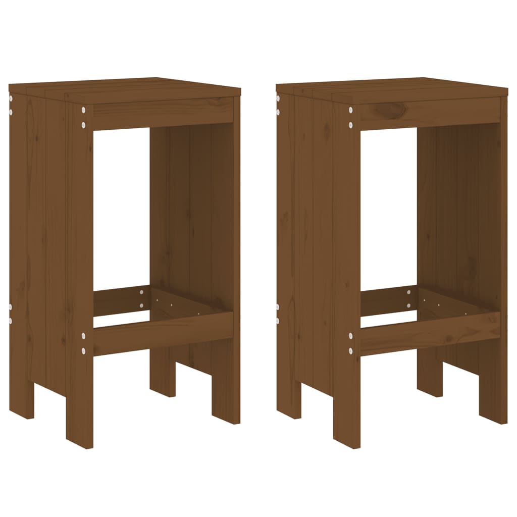 barstole 2 stk. 40x36x75 cm massivt fyrretræ gyldenbrun
