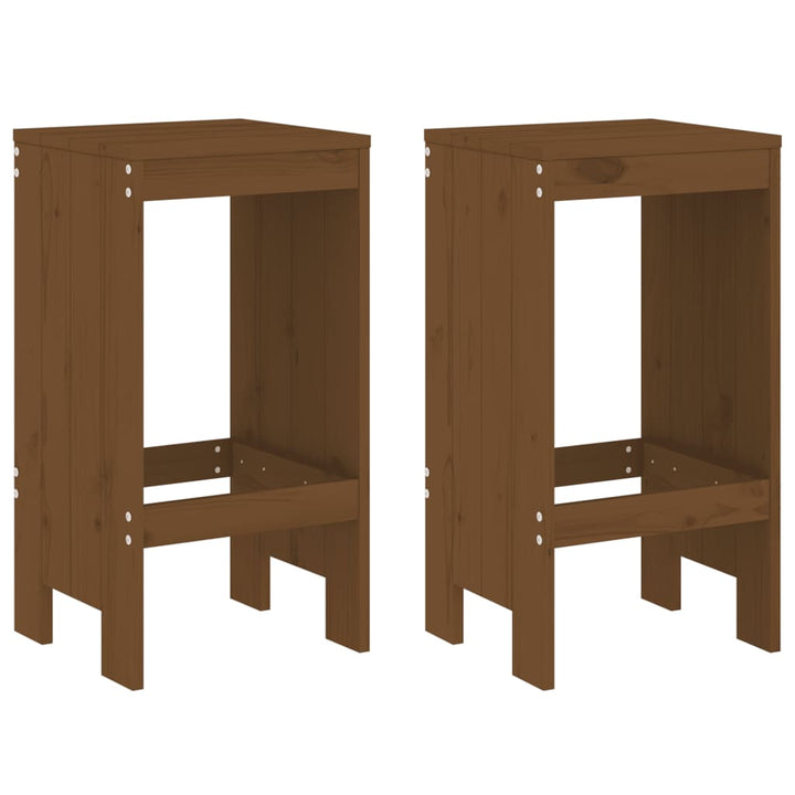 barstole 2 stk. 40x36x75 cm massivt fyrretræ gyldenbrun