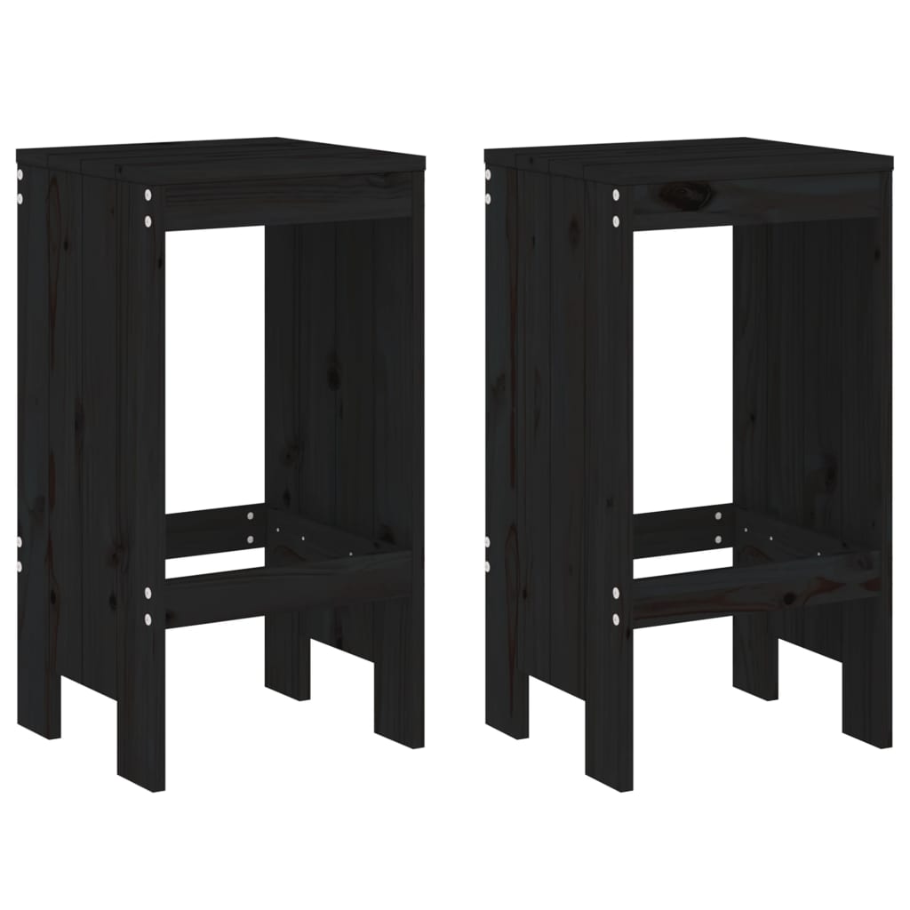 barstole 2 stk. 40x36x75 cm massivt fyrretræ sort
