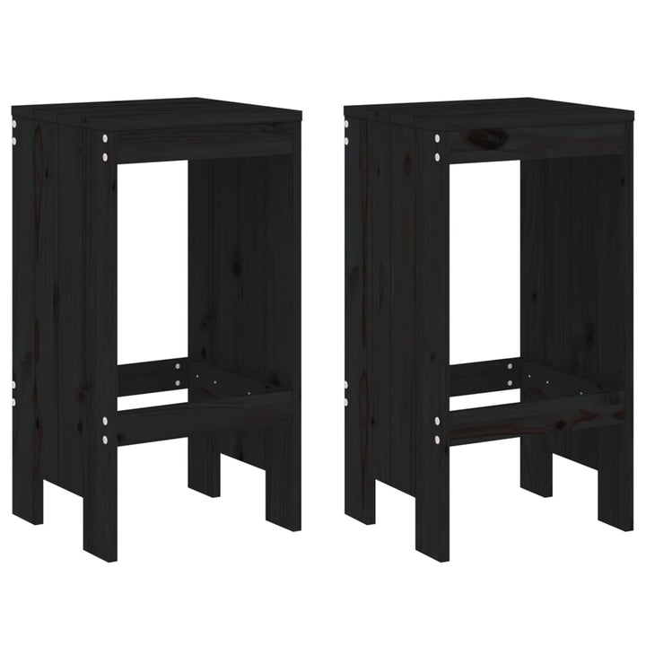 barstole 2 stk. 40x36x75 cm massivt fyrretræ sort