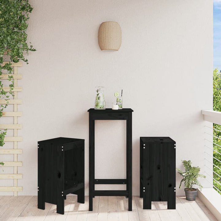 barstole 2 stk. 40x36x75 cm massivt fyrretræ sort