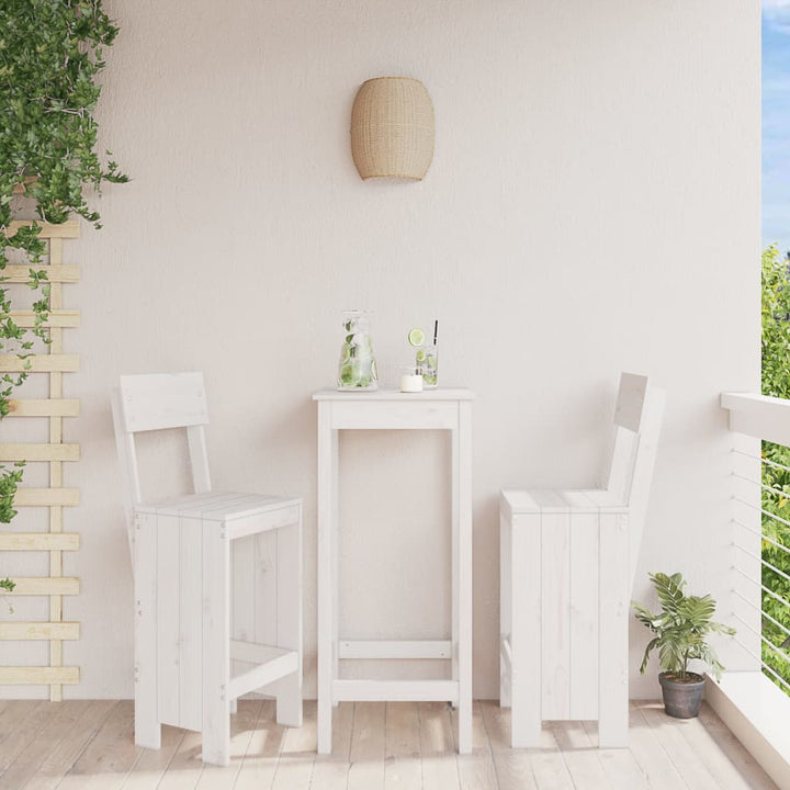 barstole 2 stk. 40x48,5x115,5 cm massivt fyrretræ hvid