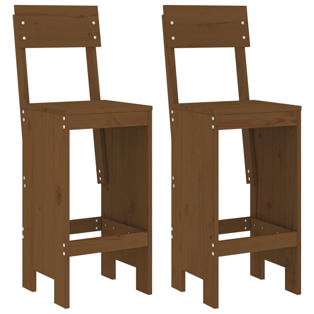 barstole 2 stk. 40x48,5x115,5 cm massivt fyrretræ gyldenbrun