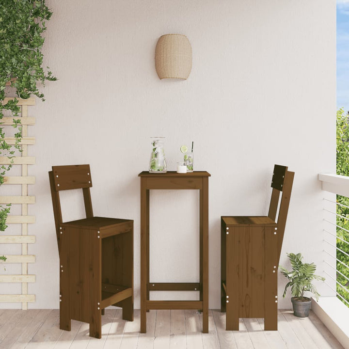 barstole 2 stk. 40x48,5x115,5 cm massivt fyrretræ gyldenbrun