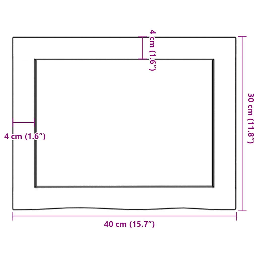 væghylde 40x30x(2-6) cm ubehandlet massivt egetræ