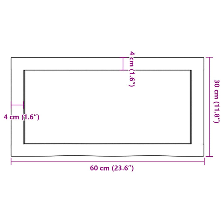 væghylde 60x30x(2-6) cm ubehandlet massivt egetræ