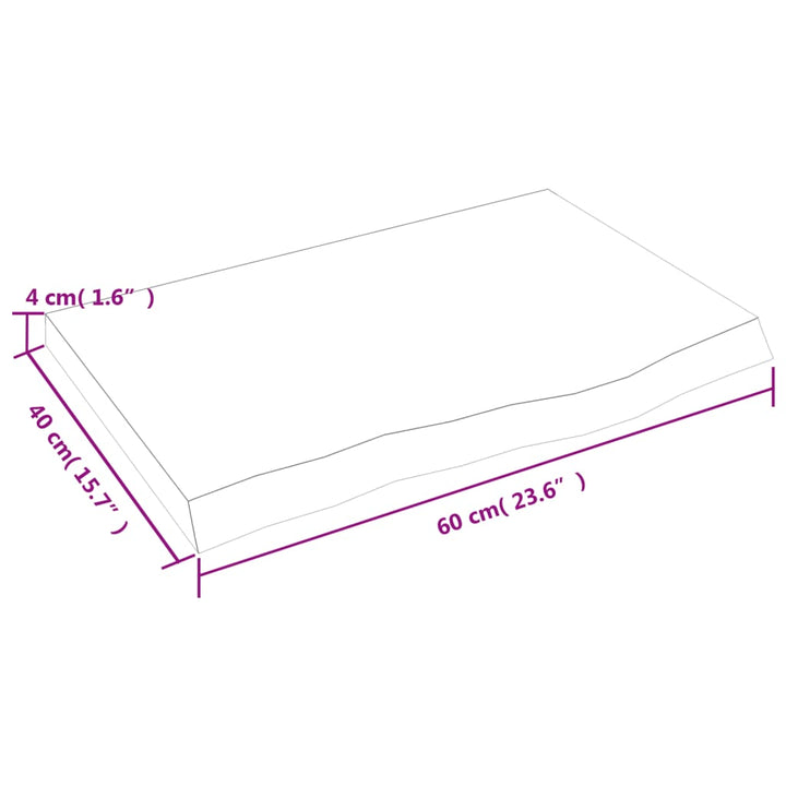 væghylde 60x40x(2-4) cm ubehandlet massivt egetræ