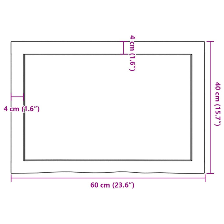 væghylde 60x40x(2-4) cm ubehandlet massivt egetræ