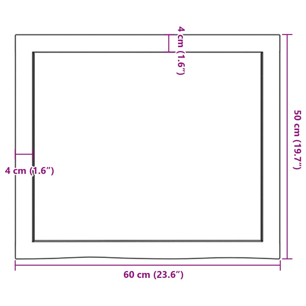 væghylde 60x50x(2-4) cm ubehandlet massivt egetræ