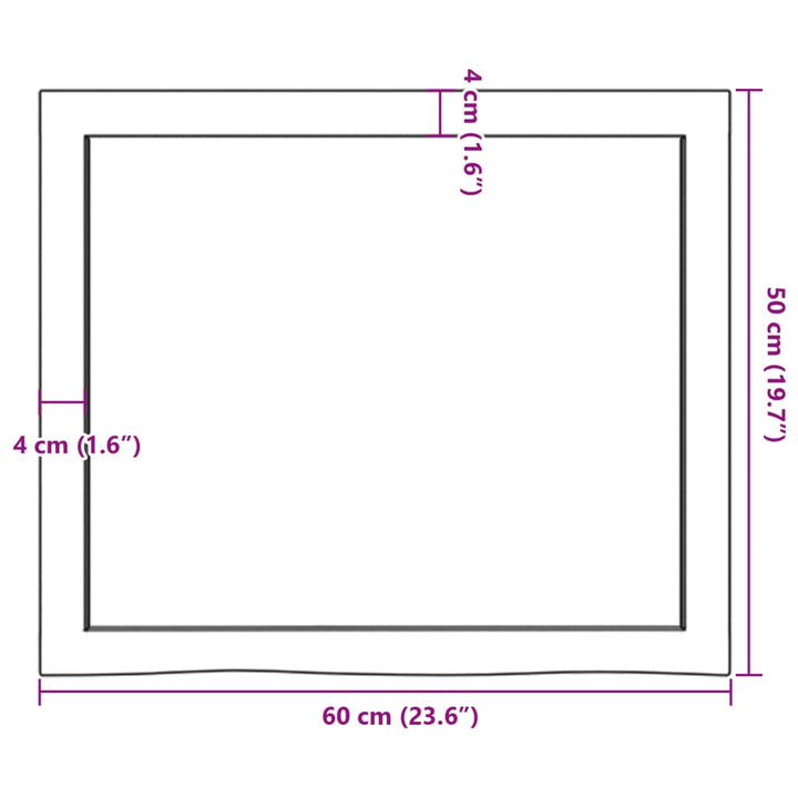 væghylde 60x50x(2-4) cm ubehandlet massivt egetræ