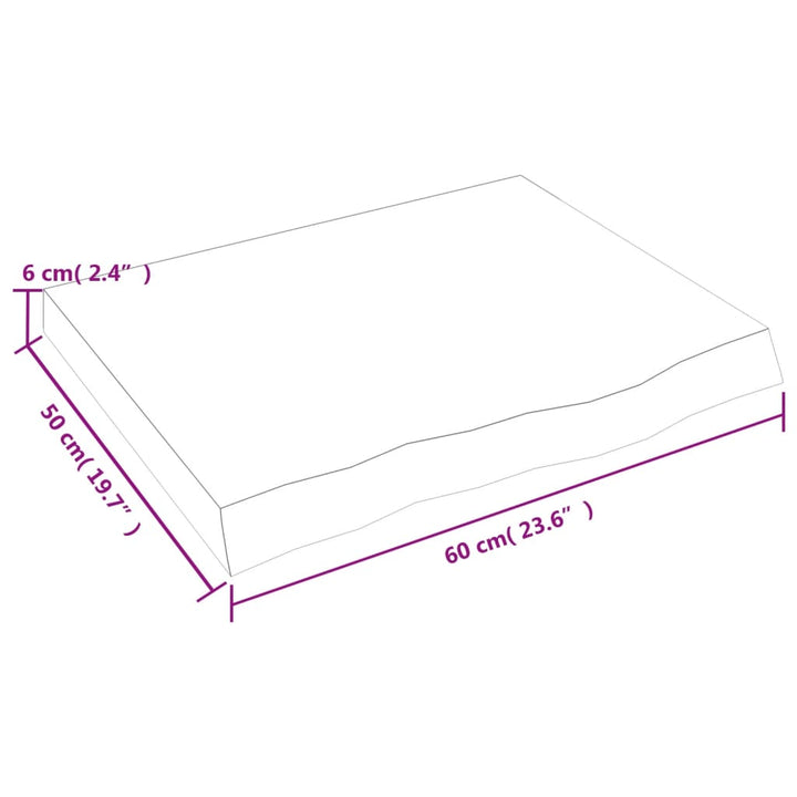 væghylde 60x50x(2-6) cm ubehandlet massivt egetræ