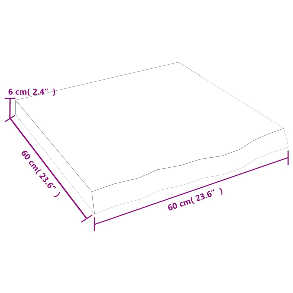 væghylde 60x60x(2-6) cm ubehandlet massivt egetræ