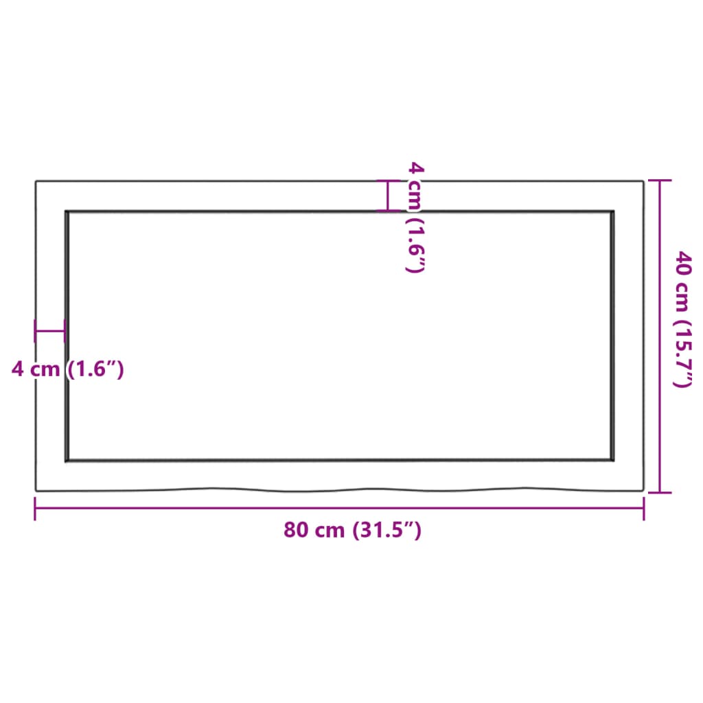 væghylde 80x40x(2-4) cm ubehandlet massivt egetræ