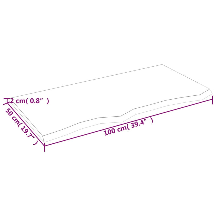 væghylde 100x50x2 cm ubehandlet massivt egetræ