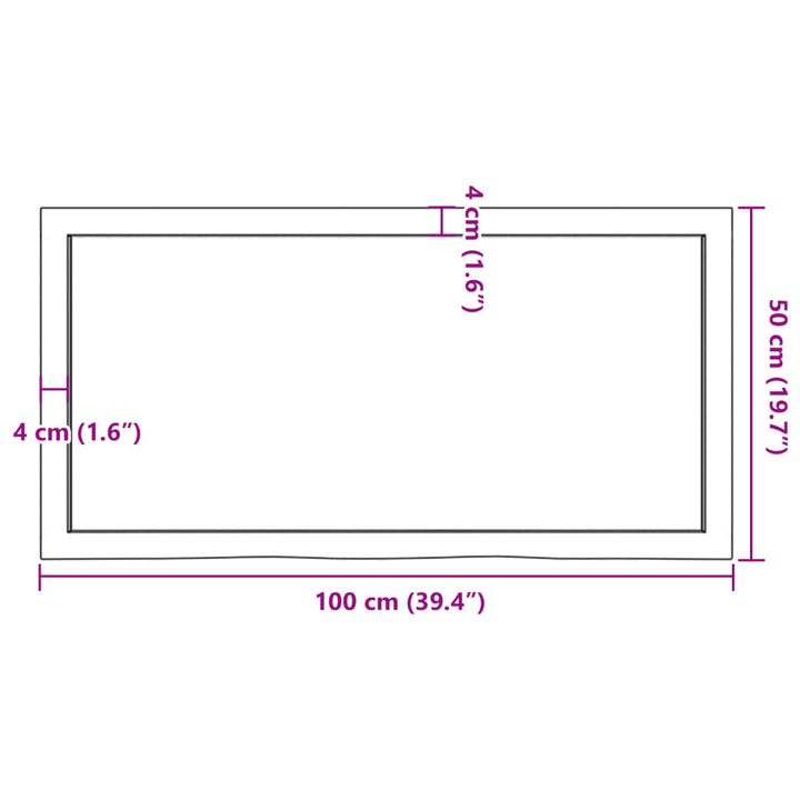 væghylde 100x50x(2-4) cm ubehandlet massivt egetræ